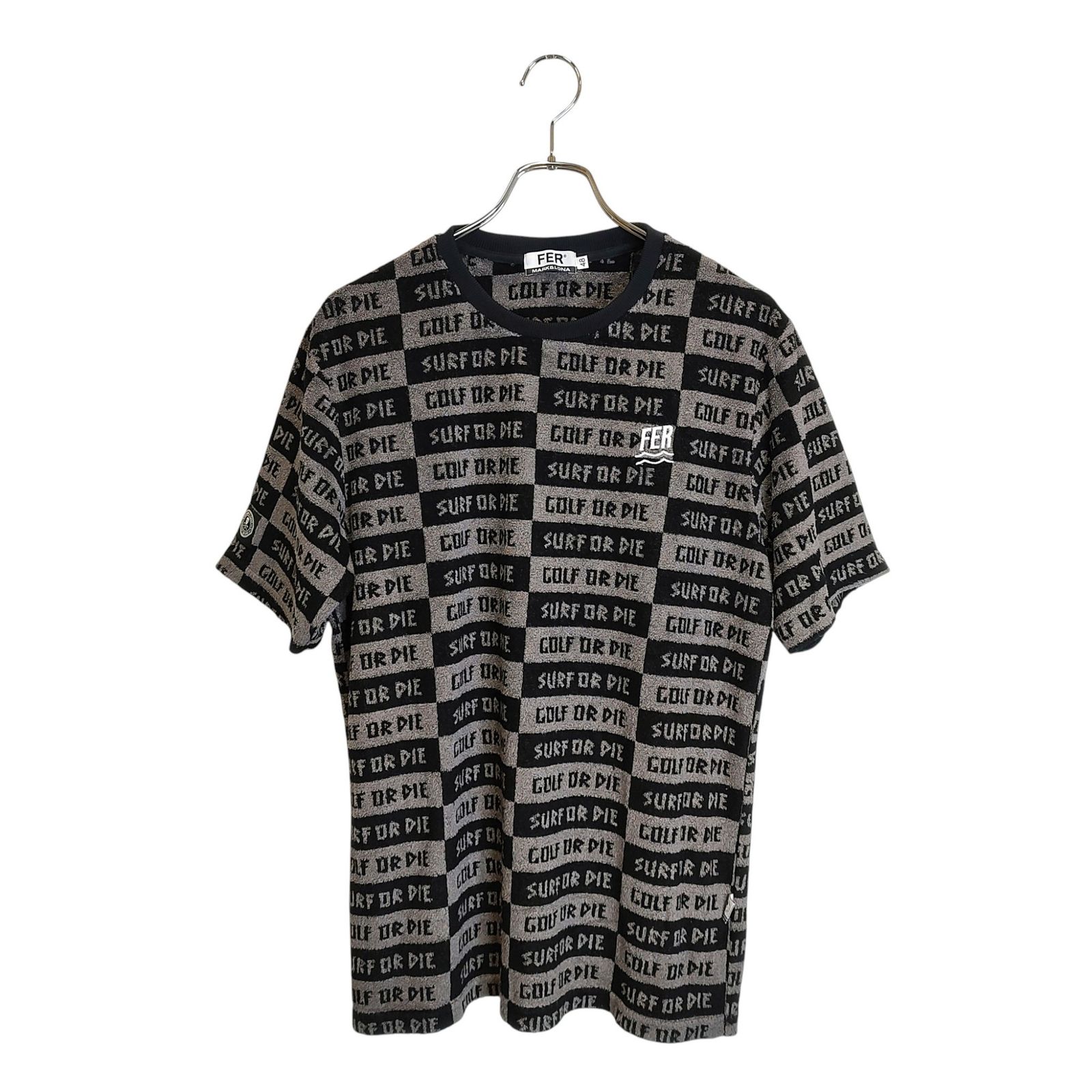 MARK-LONA マークアンドロナ ゴルフ 25 SS Golf or Surf Pile Tee パイルジャカード 半袖 Tシャツ MFM-5 A-AA 05 48 ブラック×グレー メンズ