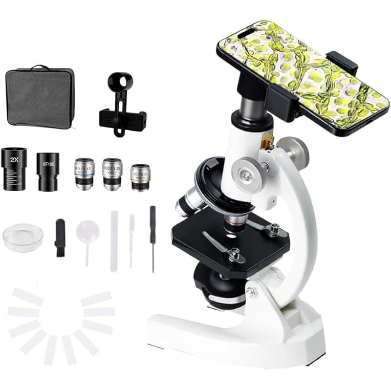 顕微鏡 小学生 子供 40 X 3200 標本付き 中学生 高校生 自由研究 学生成人 学習 日本語説明書付き 0