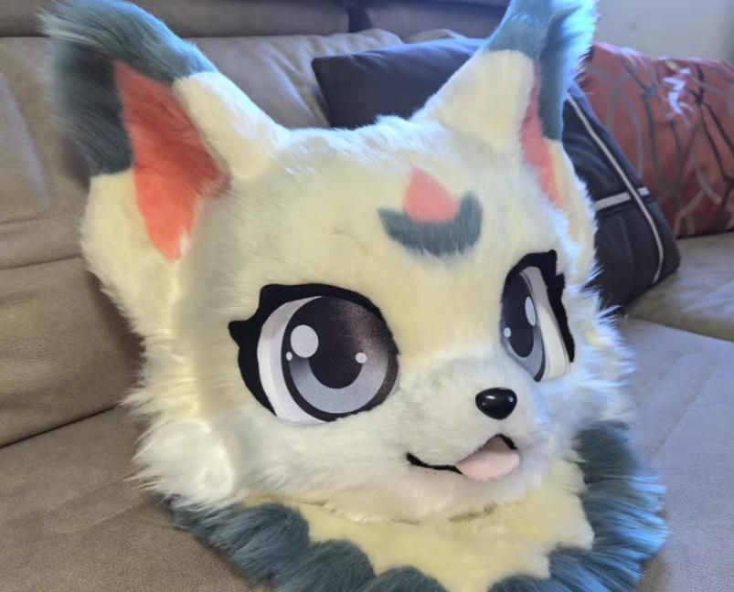 着ぐるみヘッド 猫 NO 471 クリーム 全頭ヘッド ケモノ ファースーツ ぬいぐるみ コスプレ コスチューム kigurumi