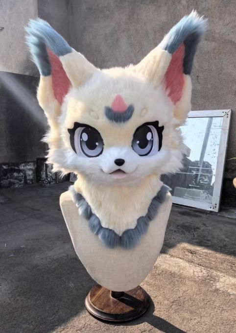 着ぐるみヘッド 猫 NO 471 クリーム 全頭ヘッド ケモノ ファースーツ ぬいぐるみ コスプレ コスチューム kigurumi