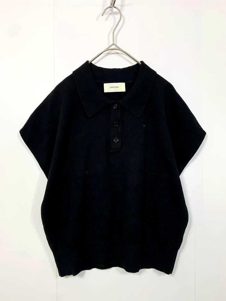 OHOTORO オオトロ pot french sleeve knit ニット セーター 黒