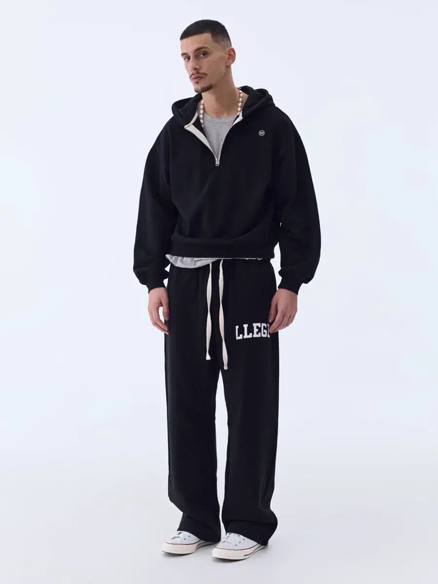 S レクト LLEGE ロゴ トレーナー スウェット パンツ ブラック