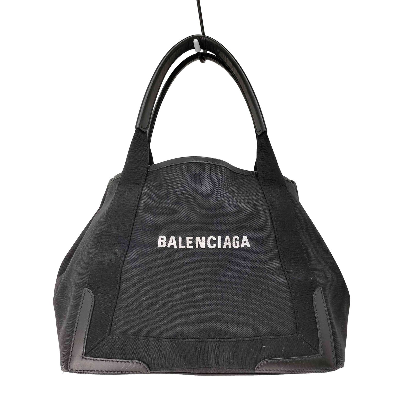 バレンシアガ BALENCIAGA ネイビーカバス Sサイズ キャンバス×レザー
