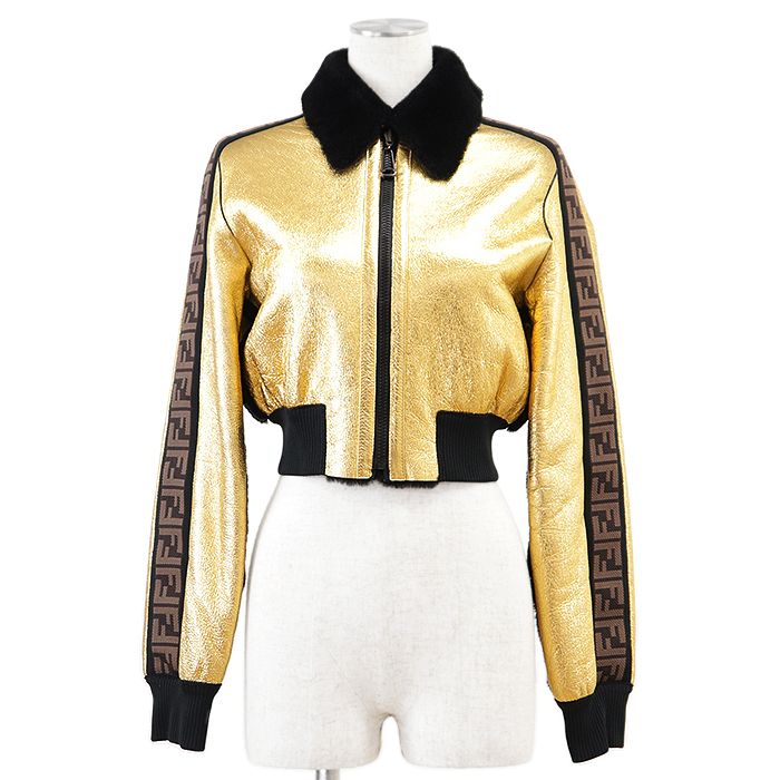 美品】FENDI フェンディ レザージャケット 2019年製 メタリック