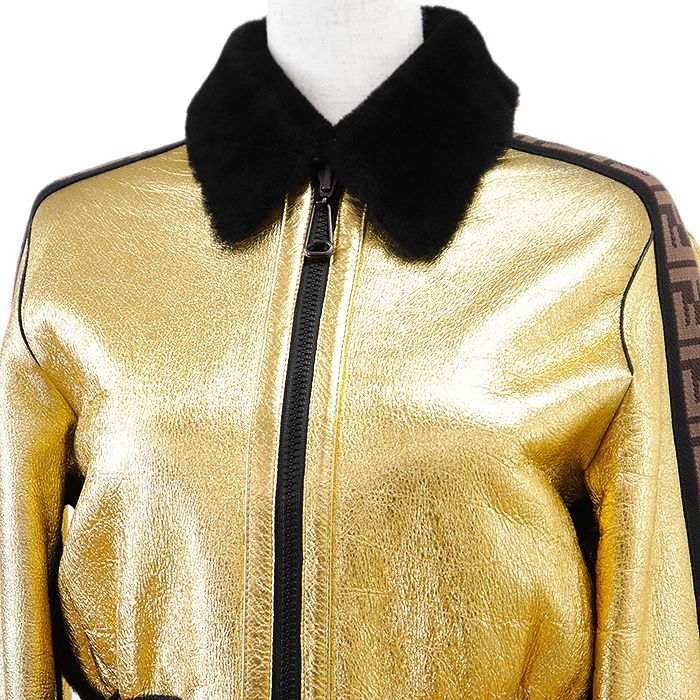 美品】FENDI フェンディ レザージャケット 2019年製 メタリック