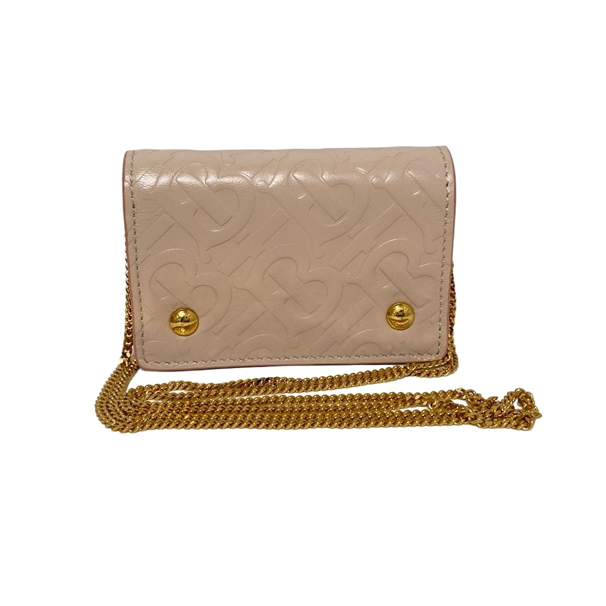 LONDON ENGLAND バーバリーロンドンイングランド 財布 ジェシーチェーンTBモノグラムウォレット ローズベージュ レザー