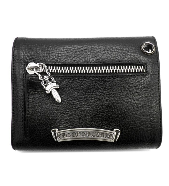 クロムハーツ CHROME HEARTS WAVE MINI クロスボール ボタン レザー ウォレット 財布 46604
