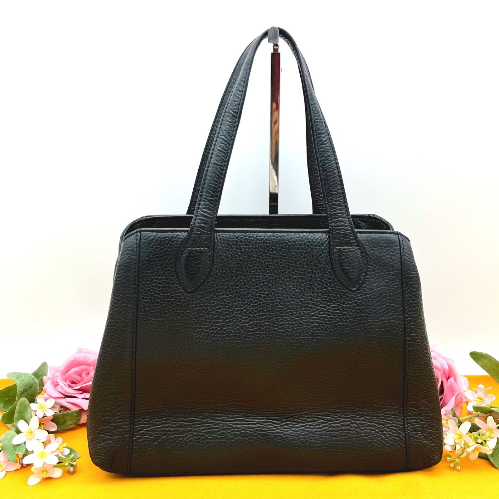 ✨美品✨WAKO 銀座和光 シボ革 カーフレザー ブラック ハンドバッグ