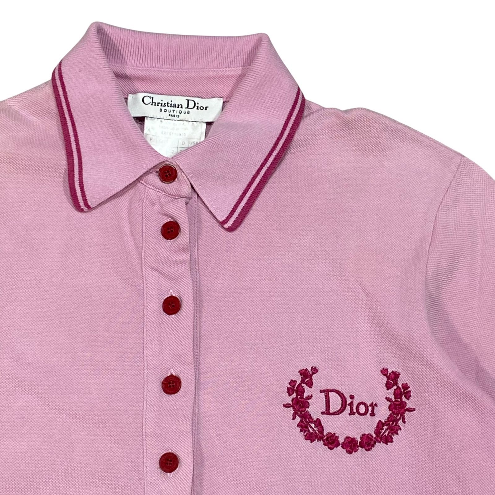 Christian Dior クリスチャンディオール 長袖 ポロシャツ US6 ピンク
