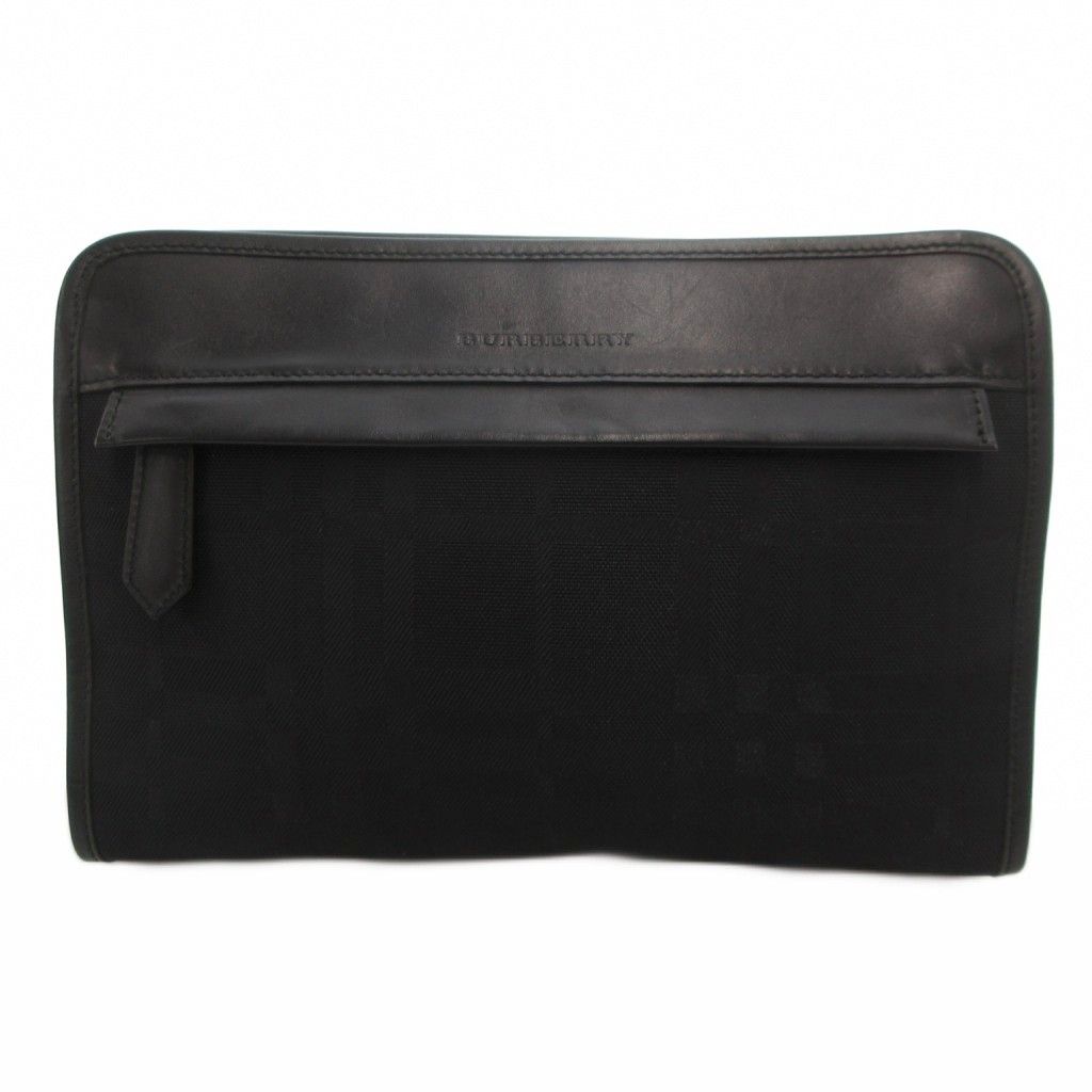 バーバリー BURBERRY クラッチバッグ セカンドバッグ ジャガード シャドーチェック ブラック UO