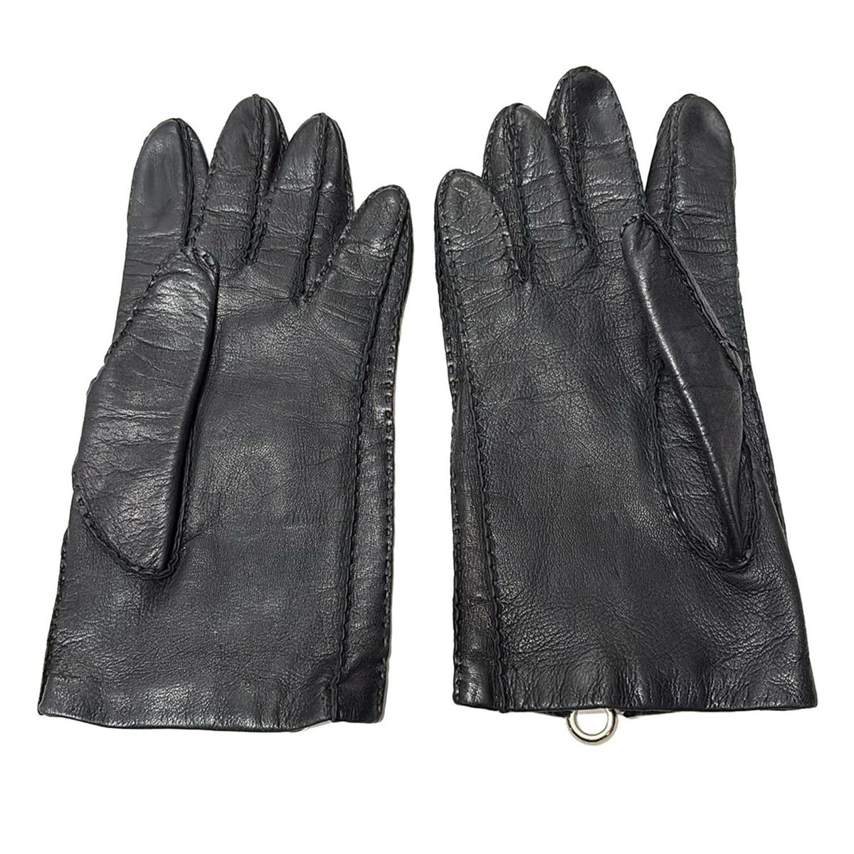  FERRAGAMO SalvatoreFerragamo サルバトーレフェラガモ 手袋 レディース - 黒 ガンチーニ レザー 手袋 アームカバー 小物