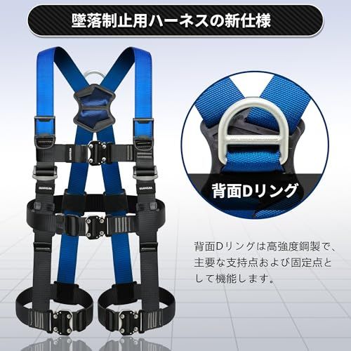 フルハーネス安全帯 新規格 セット 墜落制止用器具 ランヤード 落下防止全身保護キット 380541 b 0