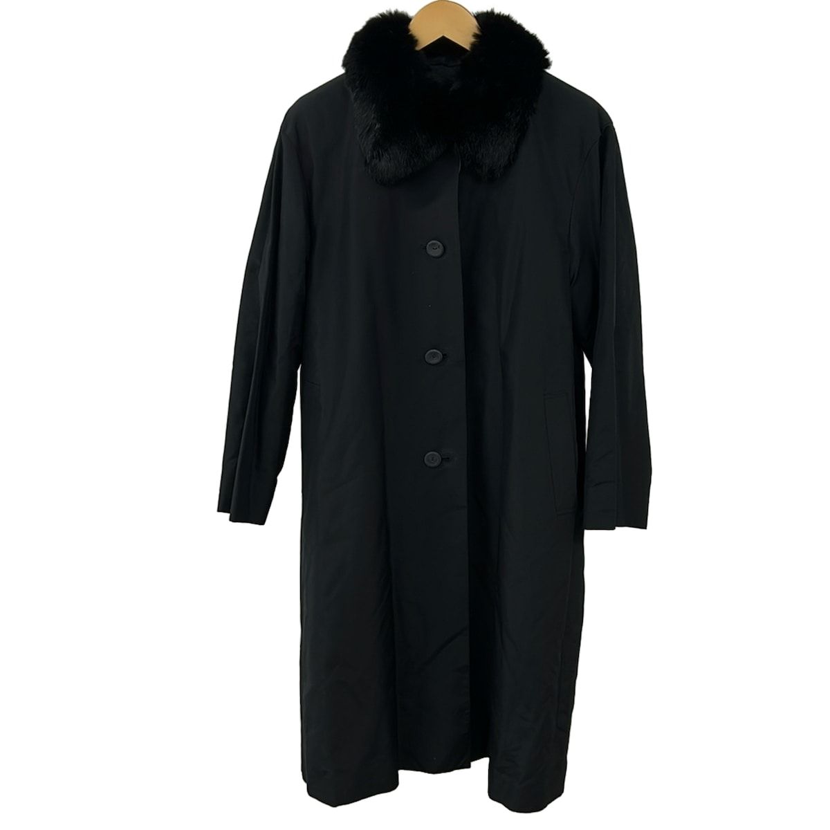 Leilian レリアン コート サイズ9 M レディース 黒 長袖 フォックス ロング丈 春 秋