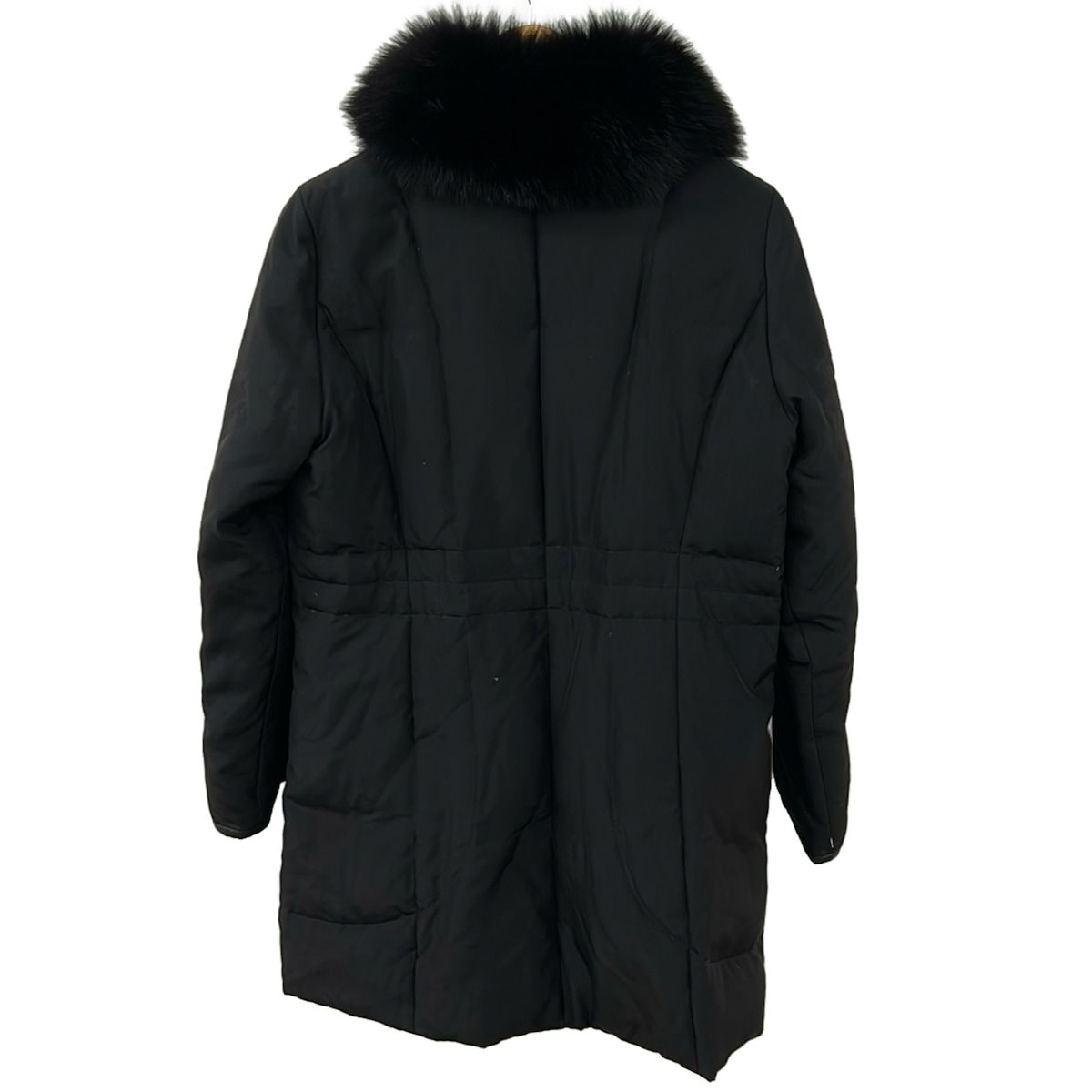 Leilian レリアン ダウンコート サイズ9 M レディース - 黒 長袖 一部フェイクレザー フォックス シルク 冬