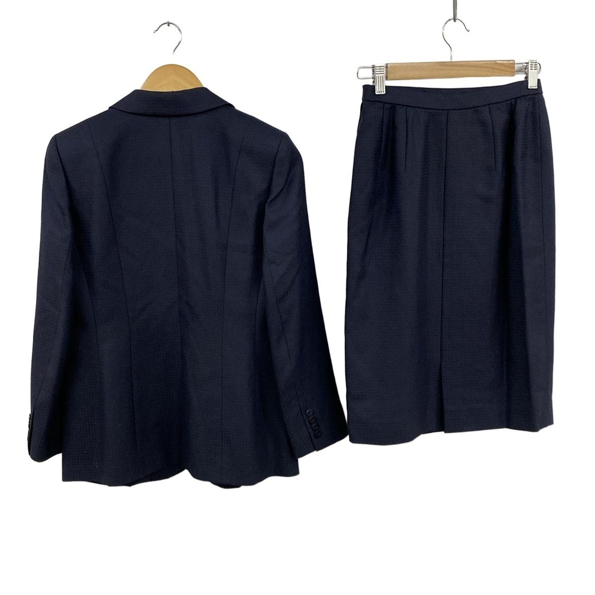 Leilian レリアン スカートスーツ レディース - ダークネイビー シルク混