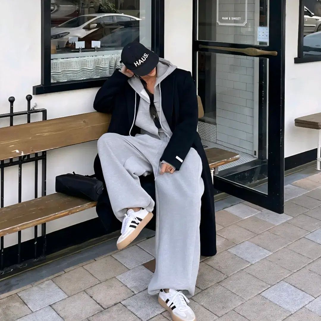 ハイコンマ 両面起毛ジョガー バッグメル グレー ピンク