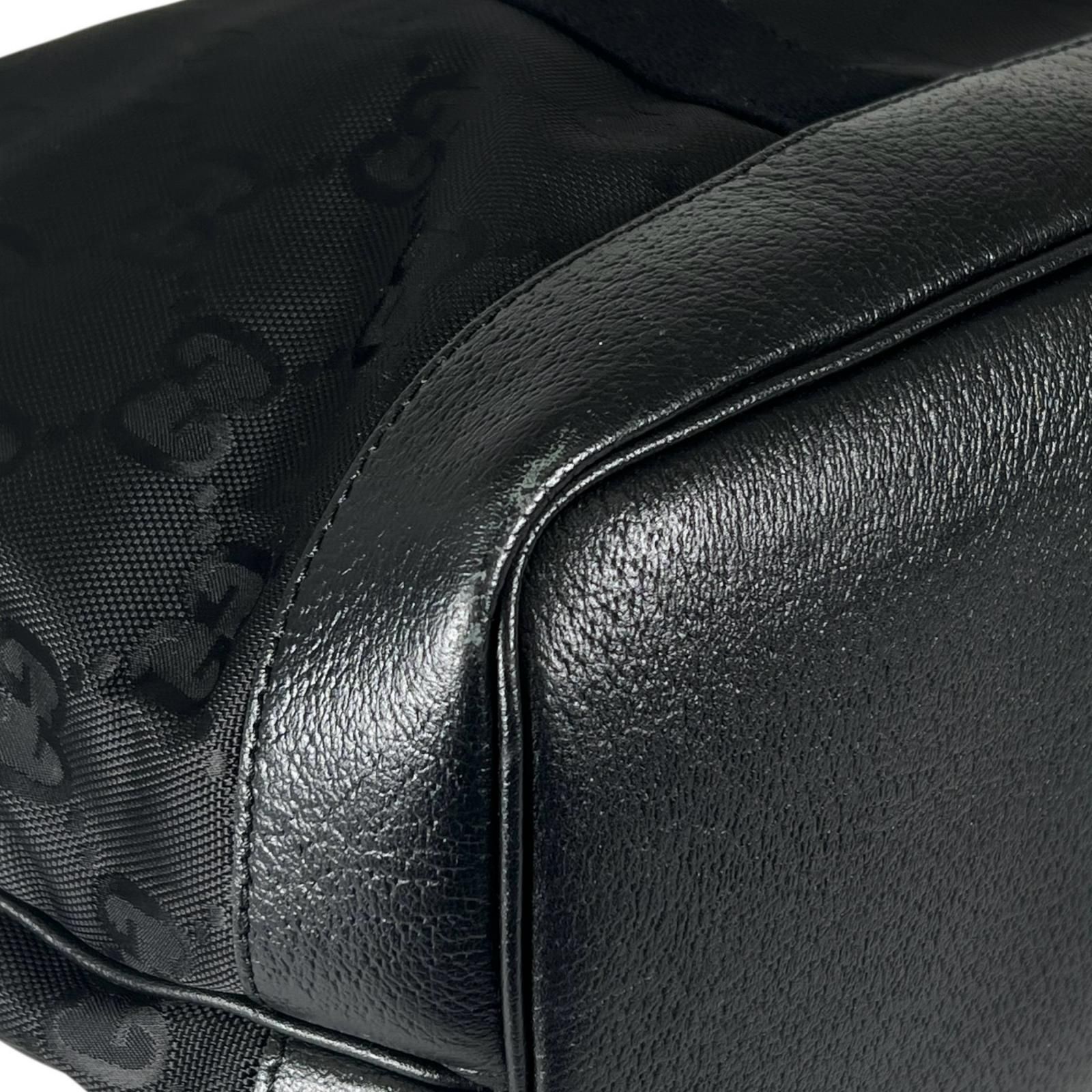 美品 GUCCI グッチ 746037 ハンドバッグ GGキャンバス/レザー ブラック