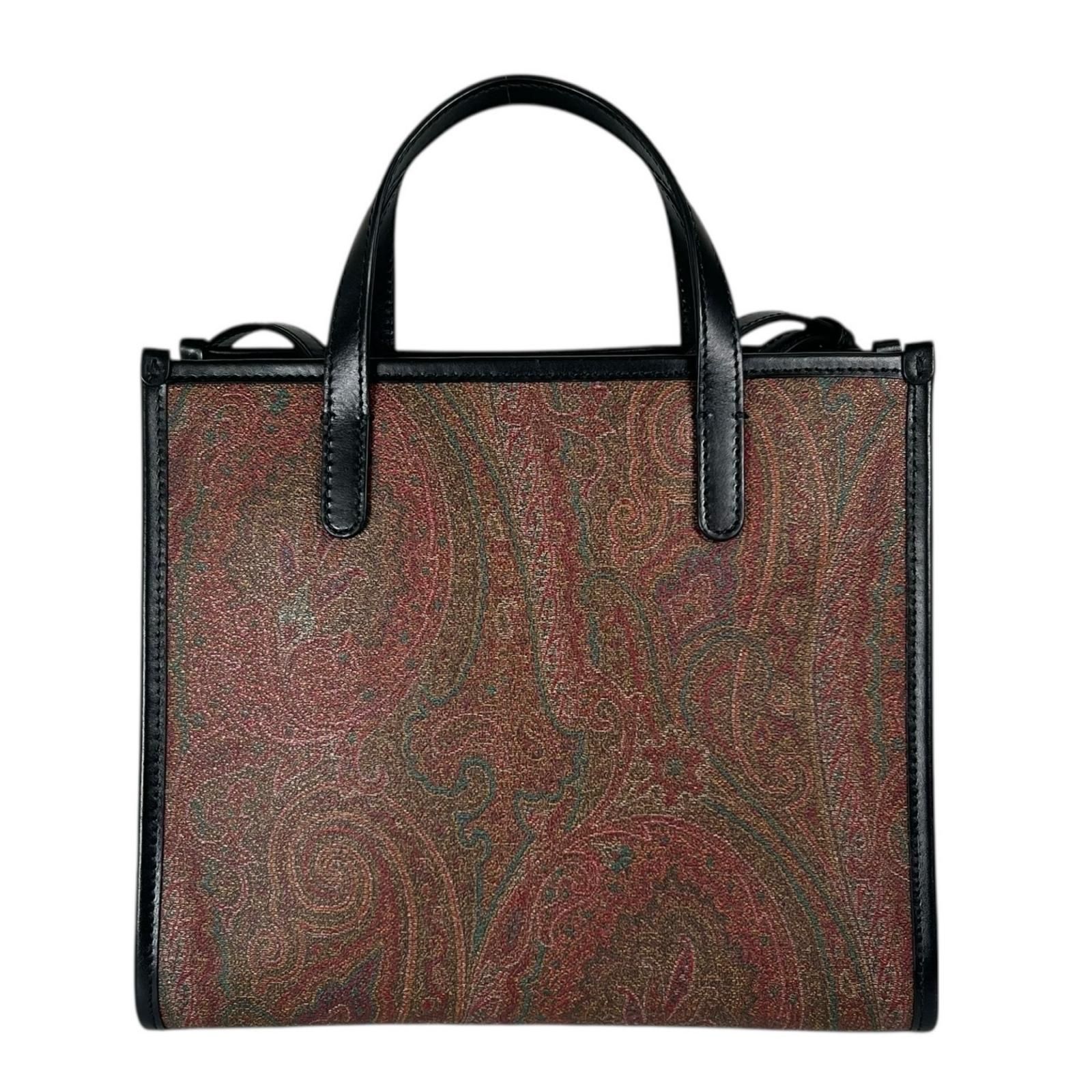 美品 ETRO エトロ 1N632 8814 ペイズリー ハンドバッグ 牛革/PVC