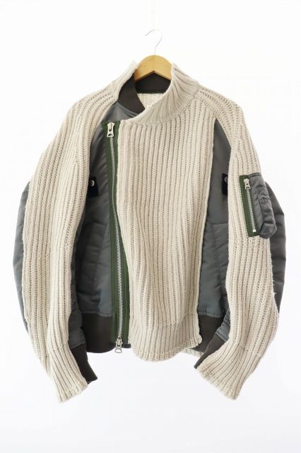 サカイ sacai 22AW Nylon Twill Mix Knit Blouson ナイロン ツイル