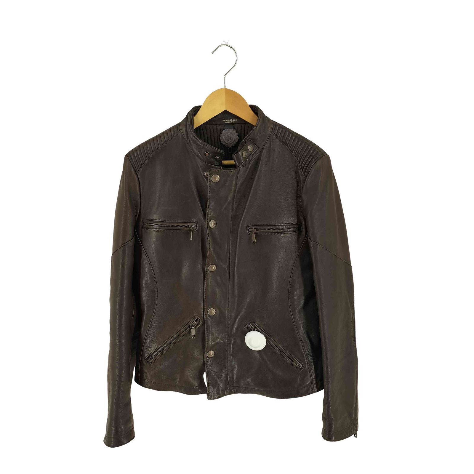 USED古着(ユーズドフルギ) {{SANTACROCE}} イタリア製 レザーバイカージャケット メンズ  48【中古】【ブランド古着バズストア】 ユーズドフルギ USED古着 イタリア製 レザーバイカージャケット メンズ