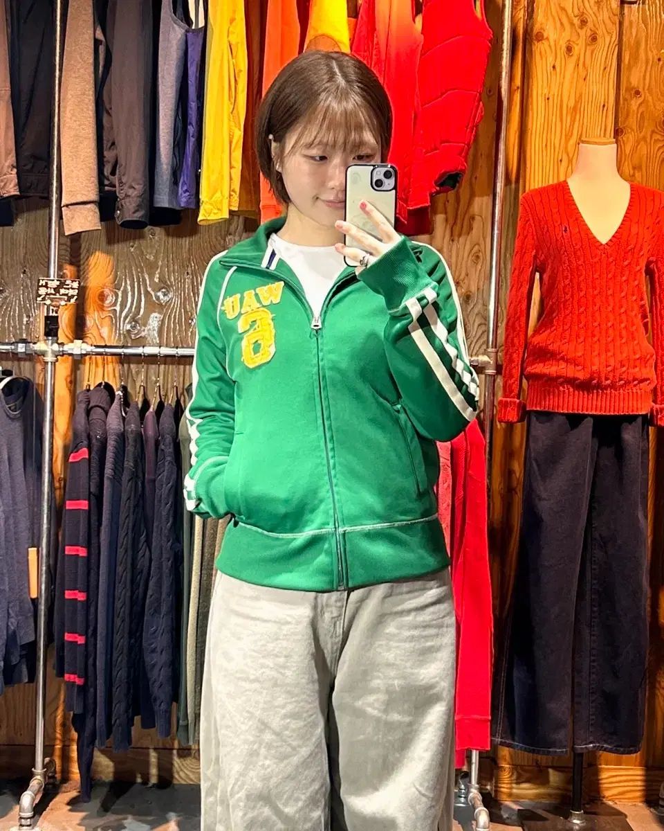 M フーアーユー アメリカン ヴィンテージ ロゴパッチ グリーン トラックジャージ