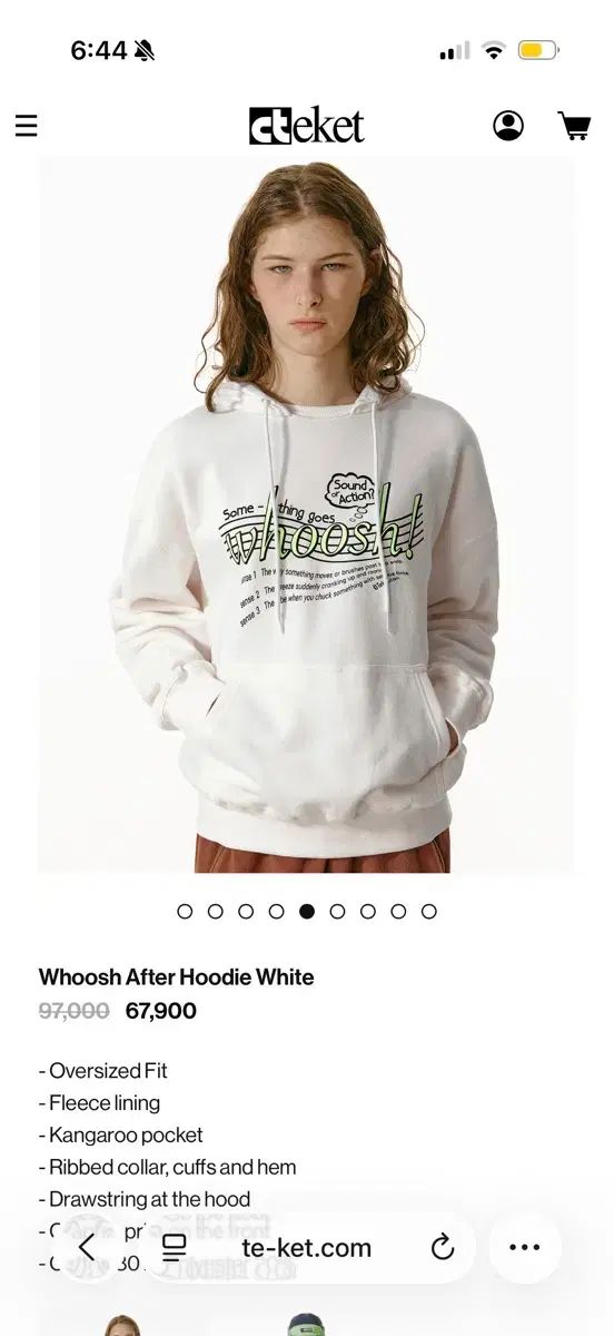 テケット teket Whoosh After Hoodie White