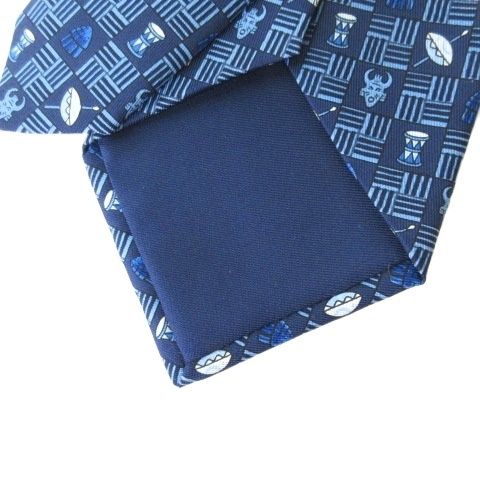 エルメス HERMES 7618TA シルク100 総柄 ネクタイ ネイビー 紺 - メルカリ