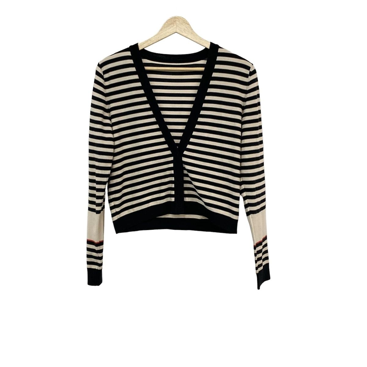 FOXEY フォクシー カーディガン サイズ38 M レディース 41214 黒 ベージュ 長袖 ボーダー