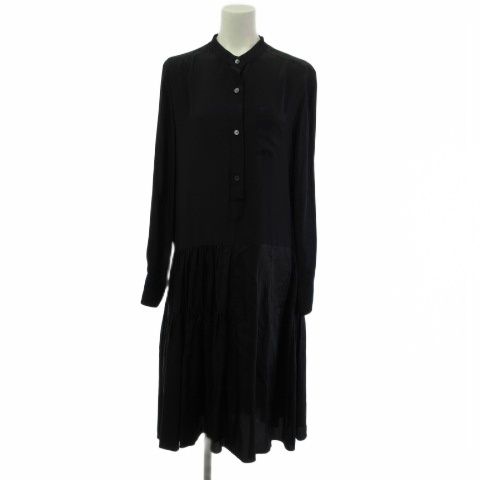 マルニ MARNI ワンピース ロング 長袖 バンド ボリュームスカート ネイビー 紺 38