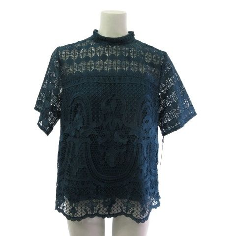 グレースコンチネンタル GRACE ハイネックレーストップ カットソー グリーン