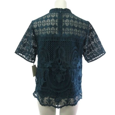  グレースコンチネンタル GRACE ハイネックレーストップ カットソー グリーン 半袖(Tシャツ) Tシャツ カットソー