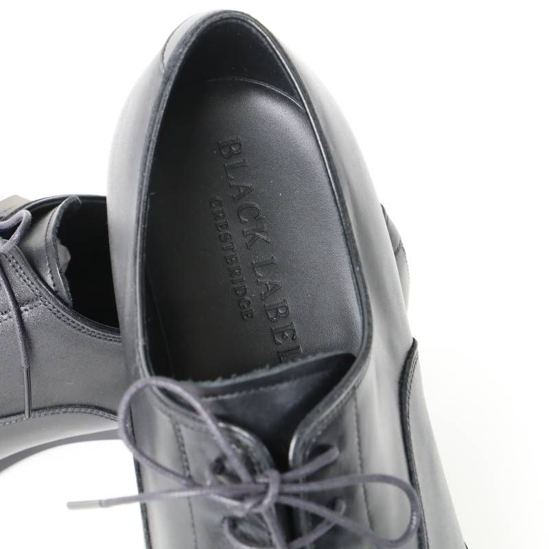 新品 ブラックレーベル・クレストブリッジ 本革 レザーシューズ BLACK 