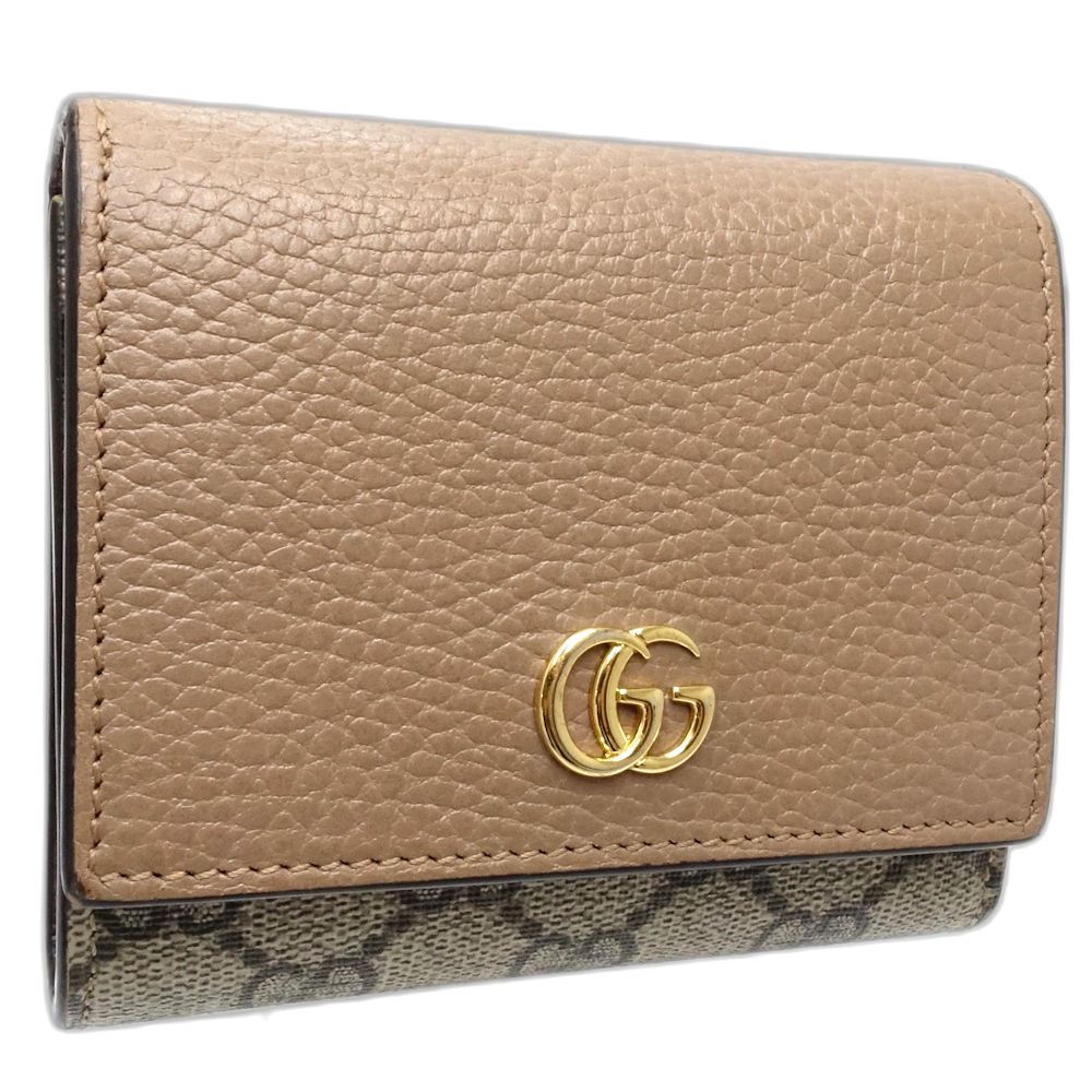 GUCCI グッチ 二つ折り財布 598587 ダブルG バイ ミディアムウォレット キャンバスxレザー ベージュ ピンクベージュ レディース 181754