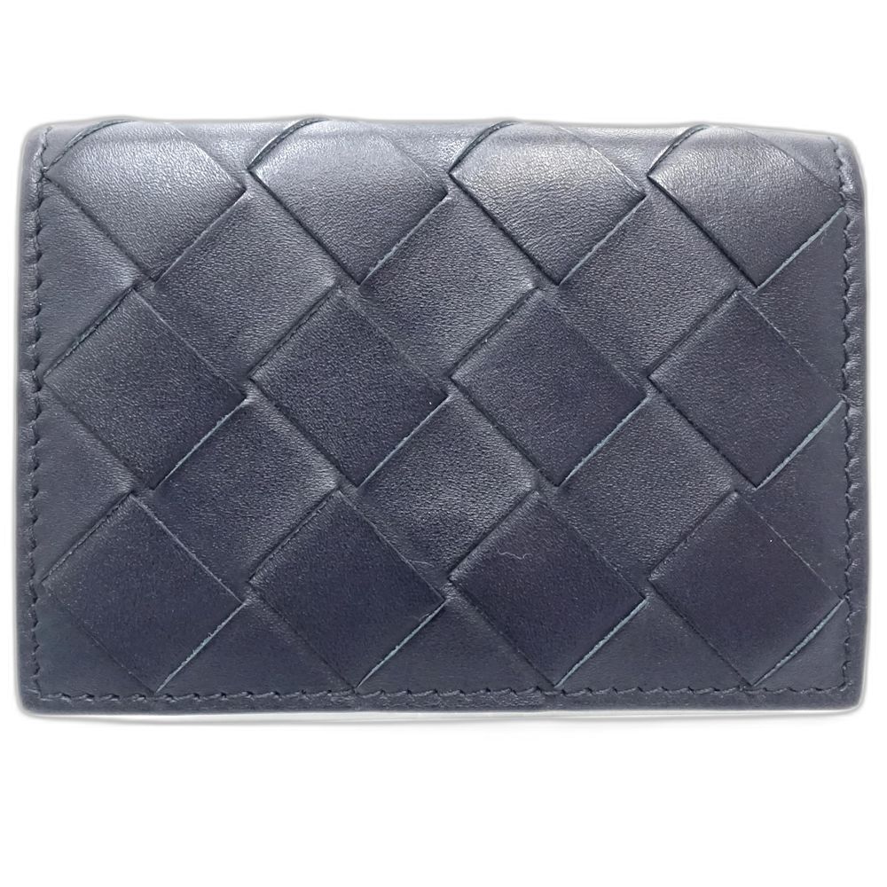 ボッテガヴェネタ 三つ折り財布 イントレチャート タイニーウォレット レザー ネイビー イエロー レディース 181756