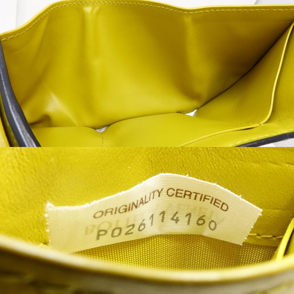  ボッテガヴェネタ 三つ折り財布 イントレチャート タイニーウォレット レザー ネイビー イエロー レディース 181756 三つ折り財布 折り財布