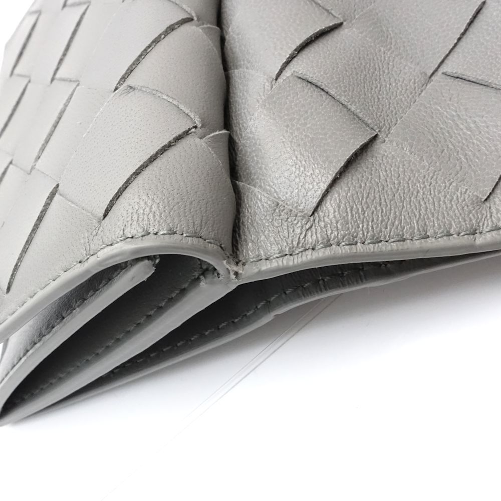 ボッテガヴェネタ イントレチャート タイニー グレー 中古】BOTTEGAVENETA ボッテガヴェネタ 三つ折り財布 イントレチャート