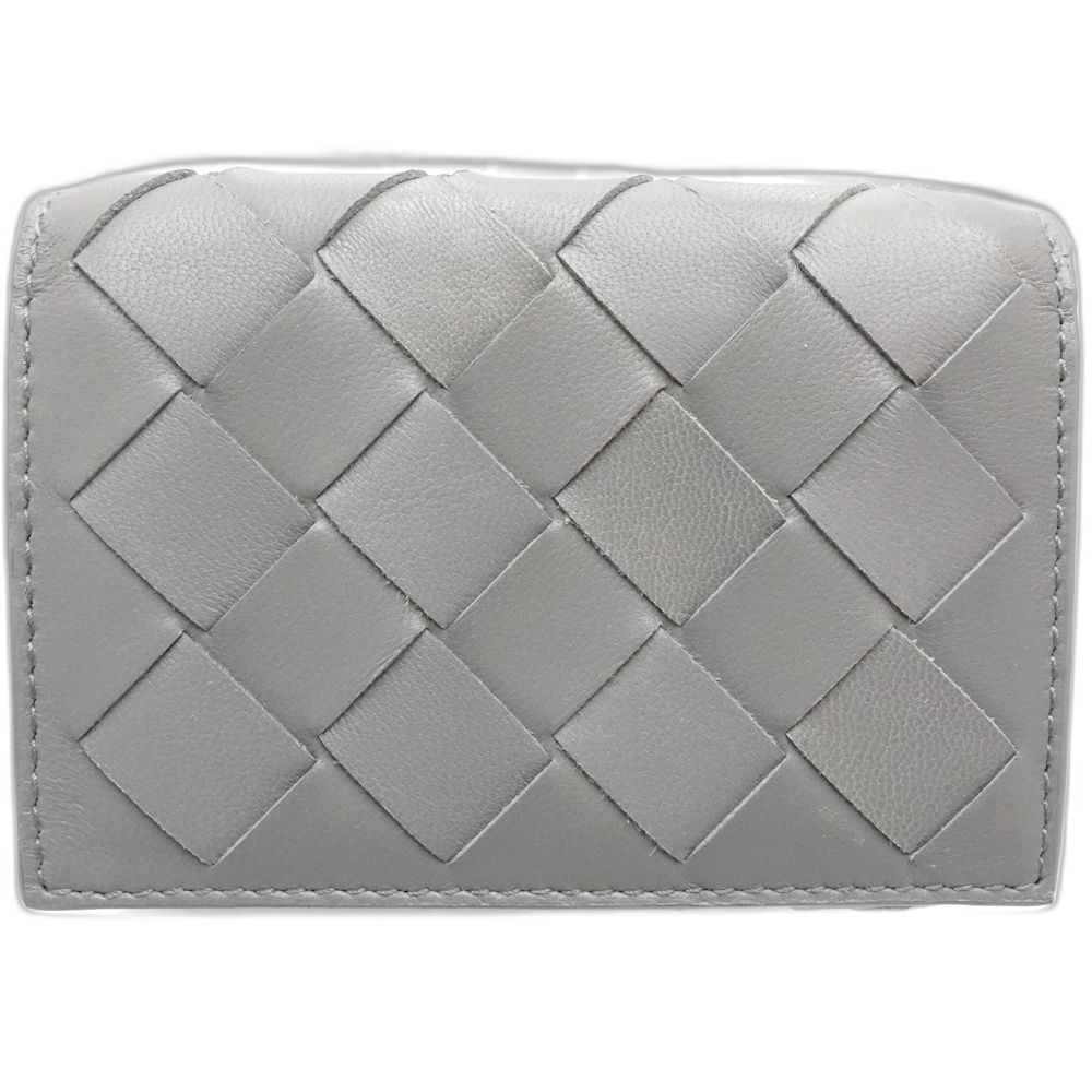 ボッテガヴェネタ 三つ折り財布 イントレチャート タイニーウォレット レザー グレー レディース 181757