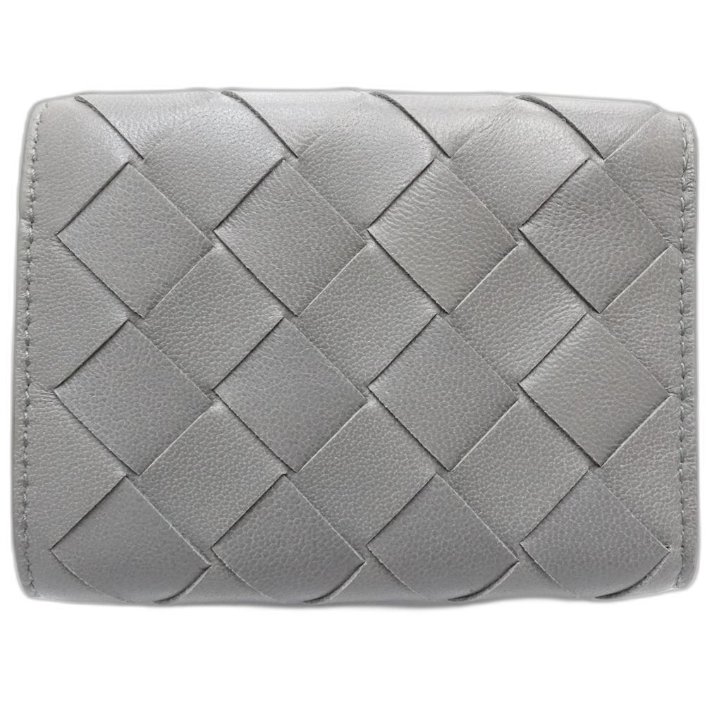 ボッテガヴェネタ イントレチャート タイニー グレー 中古】BOTTEGAVENETA ボッテガヴェネタ 三つ折り財布 イントレチャート