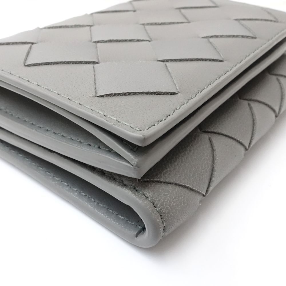 ボッテガヴェネタ イントレチャート タイニー グレー 中古】BOTTEGAVENETA ボッテガヴェネタ 三つ折り財布 イントレチャート