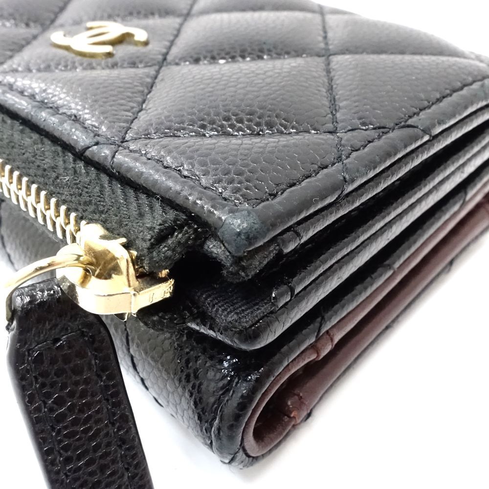  CHANEL シャネル 三つ折り財布 AP 3177 タイムレスクラシック ミニウォレット マトラッセ キャビアスキン ブラック レディース 181760 三つ折り財布 折り財布