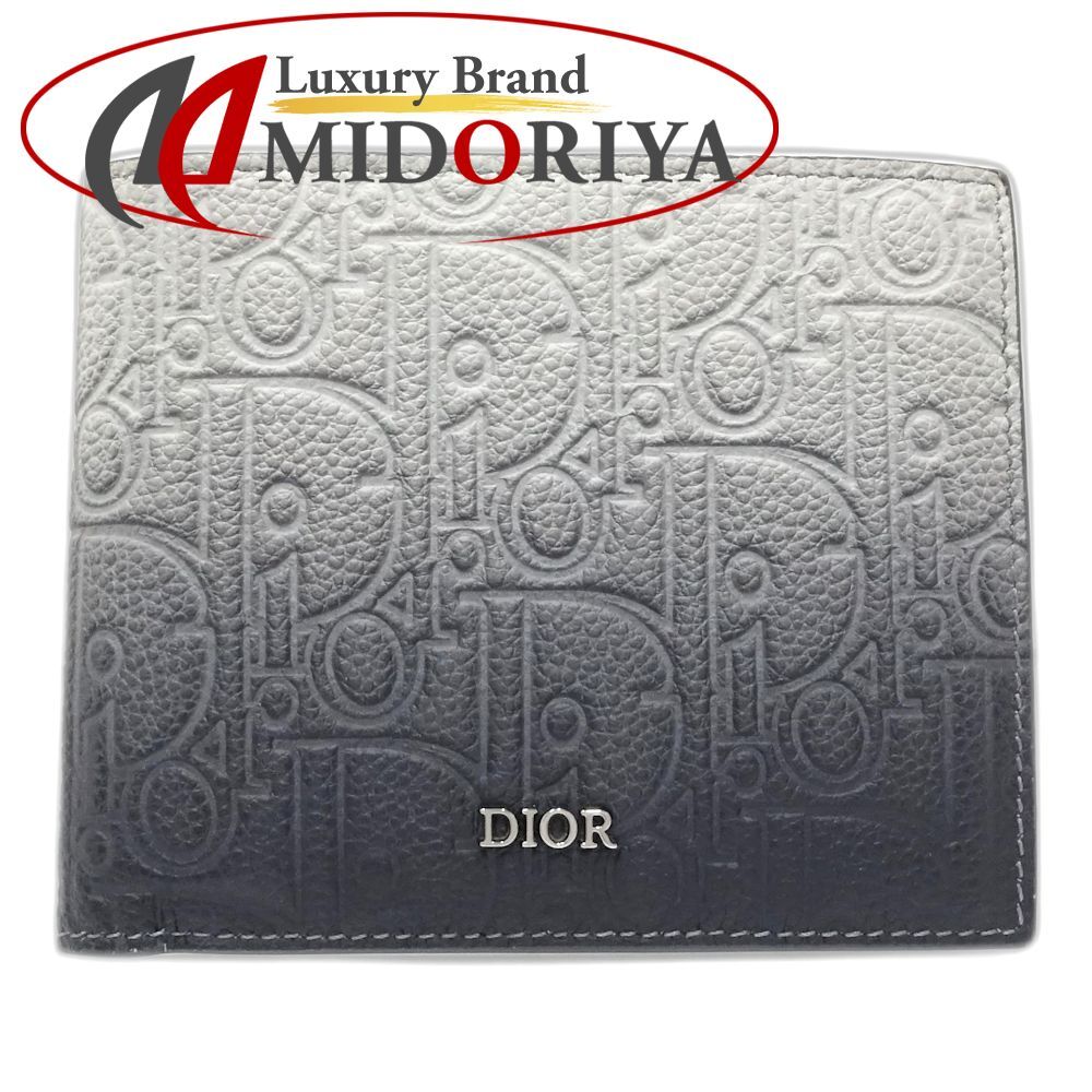 Christian Dior クリスチャンディオール 二つ折り財布 グラフィティ グラデーション トライアングル レザー ブラック グレー メンズ 181763