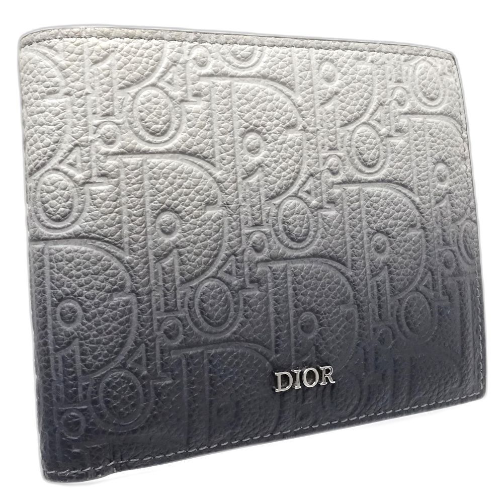 Christian Dior クリスチャンディオール 二つ折り財布 グラフィティ グラデーション トライアングル レザー ブラック グレー メンズ 181763