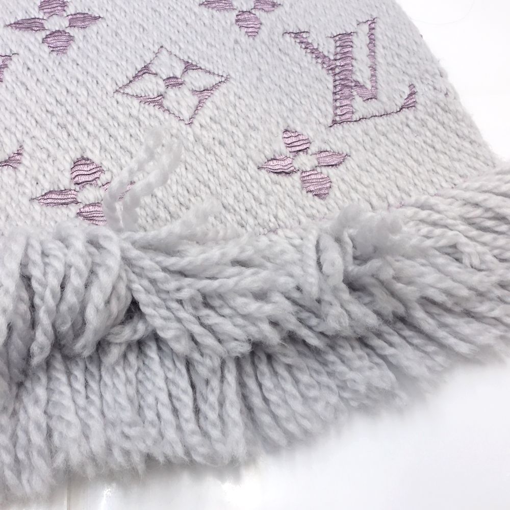  LOUIS VUITTON ルイヴィトン マフラー エシャルプ ロゴマニア デュオ M 73121 グレー ライトパープル レディース 181768 マフラー 小物