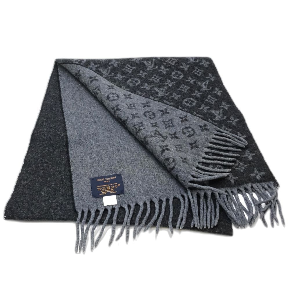 LOUIS VUITTON ルイヴィトン マフラー エシャルプ モノグラム グラディエント M 71607 ブラック グレー レディース 181770