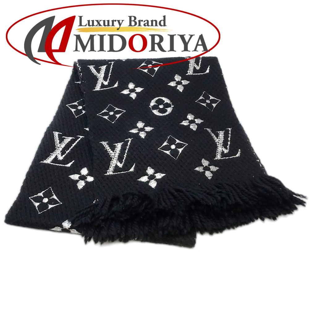 LOUIS VUITTON ルイヴィトン マフラー エシェルプ ロゴマニア シャイン M 75833 ブラック シルバー レディース 181772