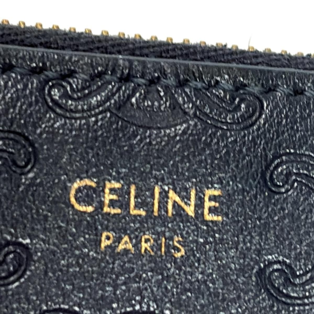CELINE(セリーヌ) コインケース マカダム柄 ブルーグリーン 型押し加工