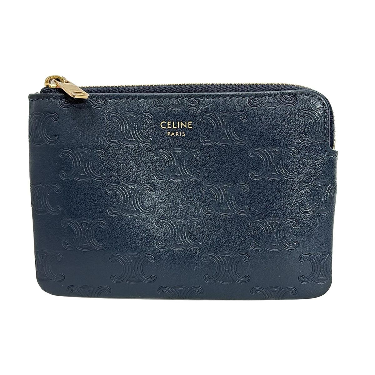 CELINE(セリーヌ) コインケース マカダム柄 ブルーグリーン 型押し加工