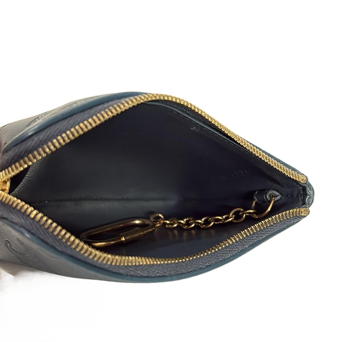 CELINE(セリーヌ) コインケース マカダム柄 ブルーグリーン 型押し加工