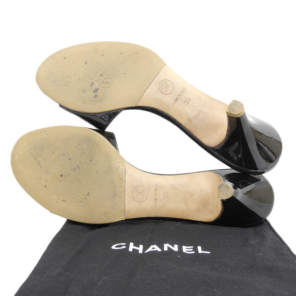  CHANEL シャネル CCココマーク パテントレザー ミュール シューズ レディース 黒 ブラック 38 C A G 27147 その他 靴