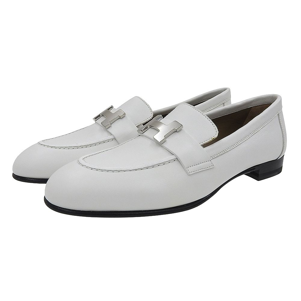 HERMES エルメス 新品同様 SV金具 モカシン パリ H金具 ローファー